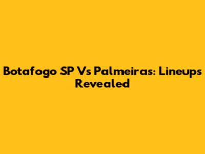 Botafogo SP Vs Palmeiras: Lineups Revealed